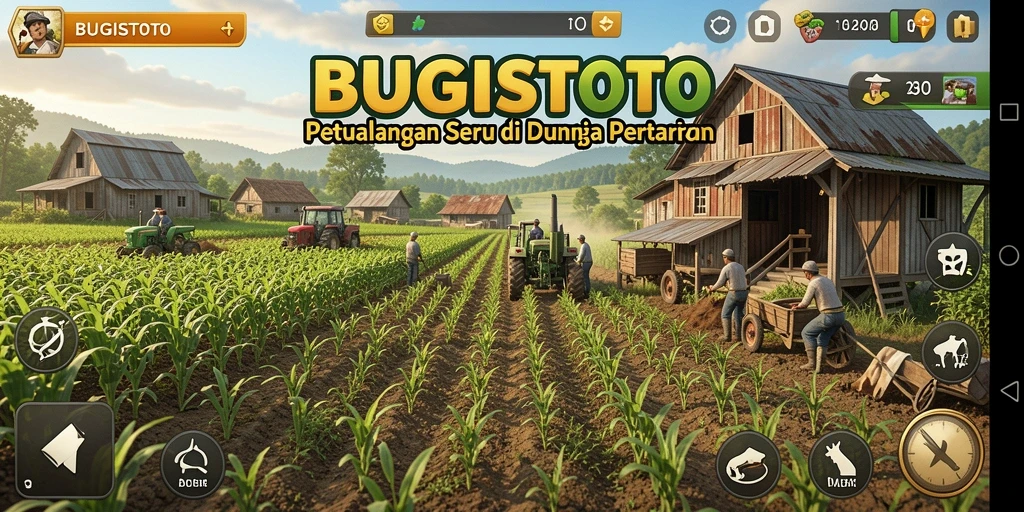 Tampilan menarik dari gameplay pertanian di BUGISTOTO.
