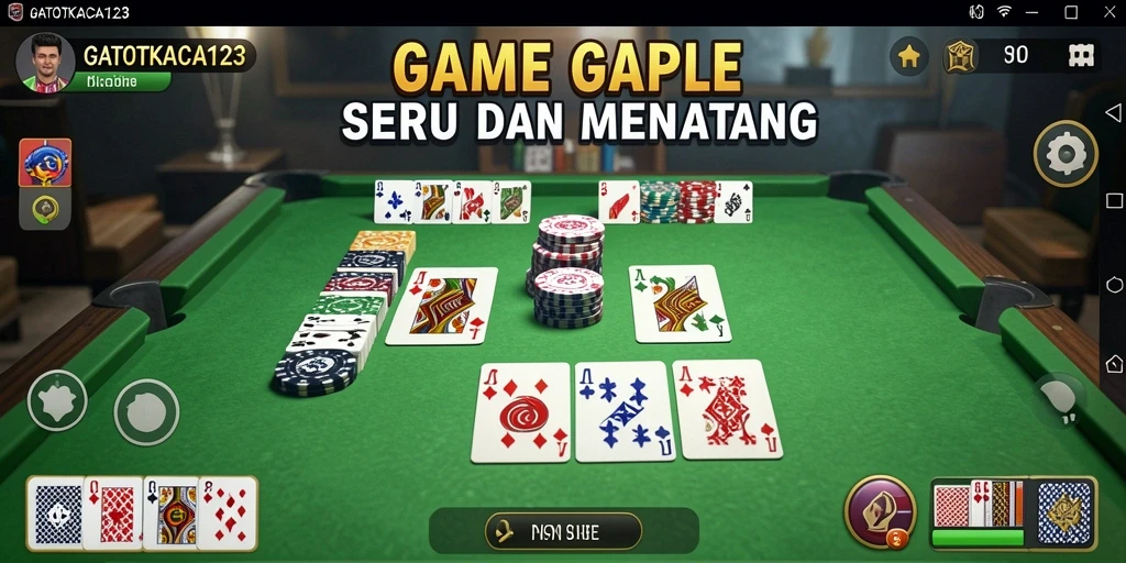 Tampilan menarik dari gameplay Gaple di GATOTKACA123.