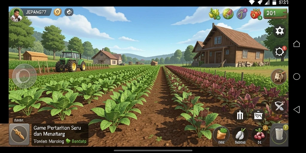 Tampilan gameplay <strong>JEPANG77</strong> dengan suasana pertanian yang indah.