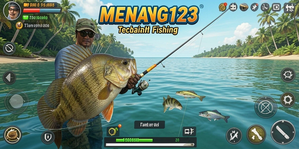 Tampilan screenshot gameplay MENANG123 yang menampilkan aksi memancing seru.