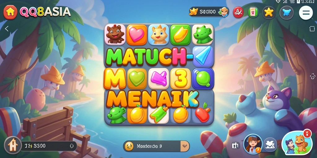 Screenshot dari gameplay seru QQ88ASIA yang menunjukkan aksi Match-3.