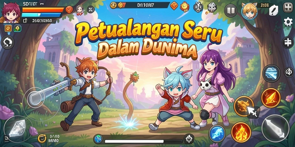 Tampilan gameplay SD107 dengan karakter Anime yang menarik.
