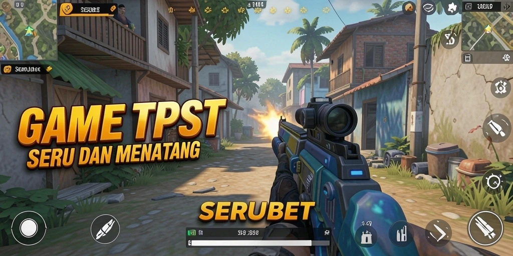 Gameplay SERUBET dengan aksi tembak-menembak yang mendebarkan.