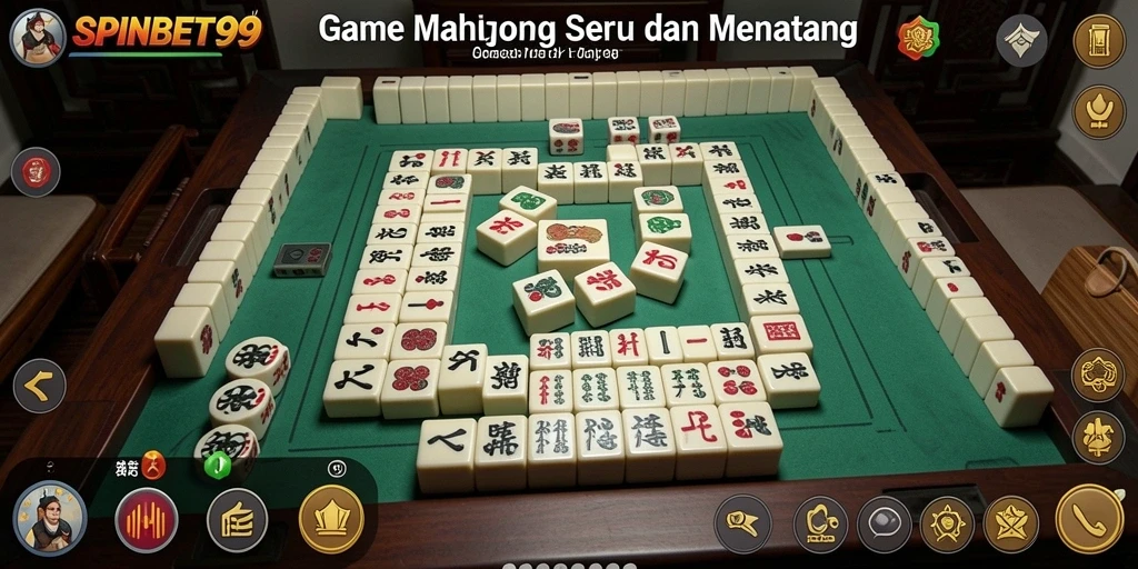 Tampilan gameplay SPINBET99 yang menarik dengan elemen Mahjong.